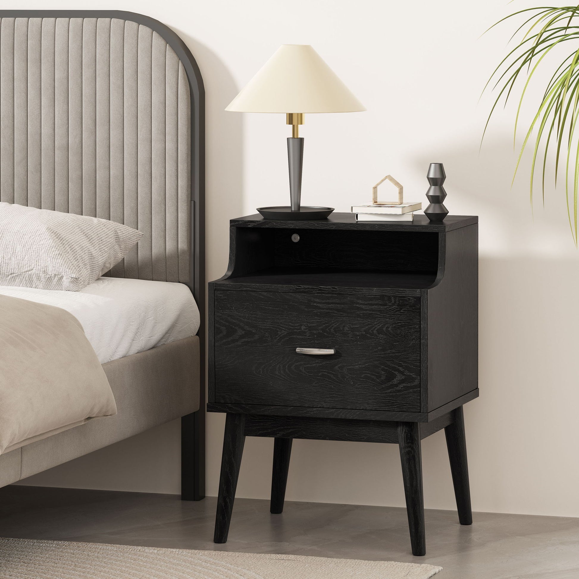 Starla - Wooden Nightstand - Black - The Sleep Loft - Online Mattress Showroom NYC