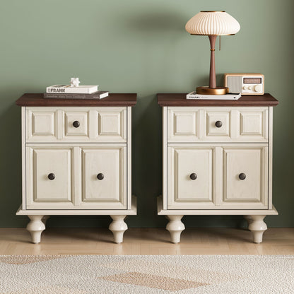 Vintage Nightstand With 2 Drawers And Roman Column Legs - The Sleep Loft - Online Mattress Showroom NYC