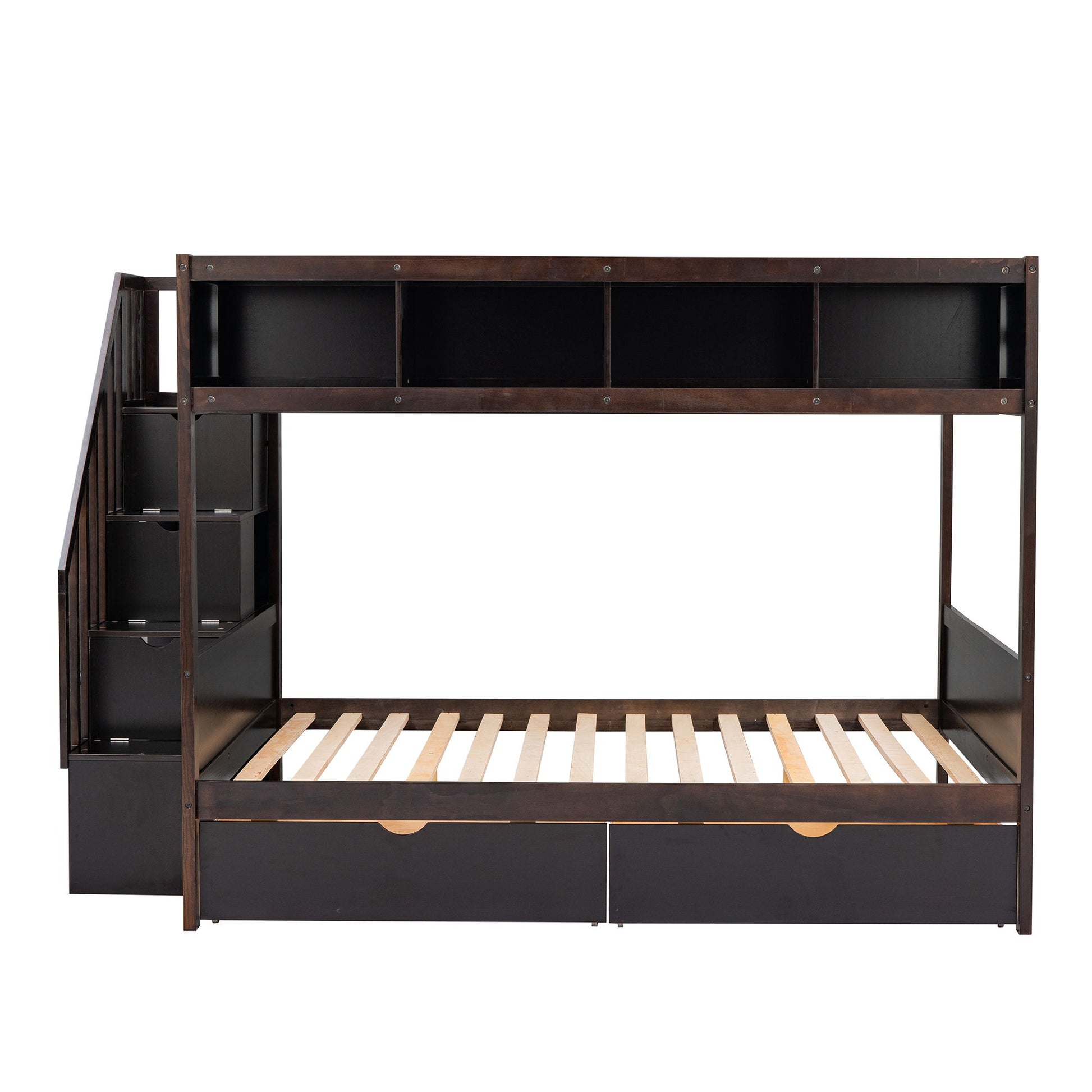 Bunk Bed With Shelfs, Storage Staircase And 2 Drawers - The Sleep Loft - Online Mattress Showroom NYC