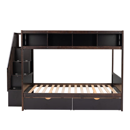Bunk Bed With Shelfs, Storage Staircase And 2 Drawers - The Sleep Loft - Online Mattress Showroom NYC