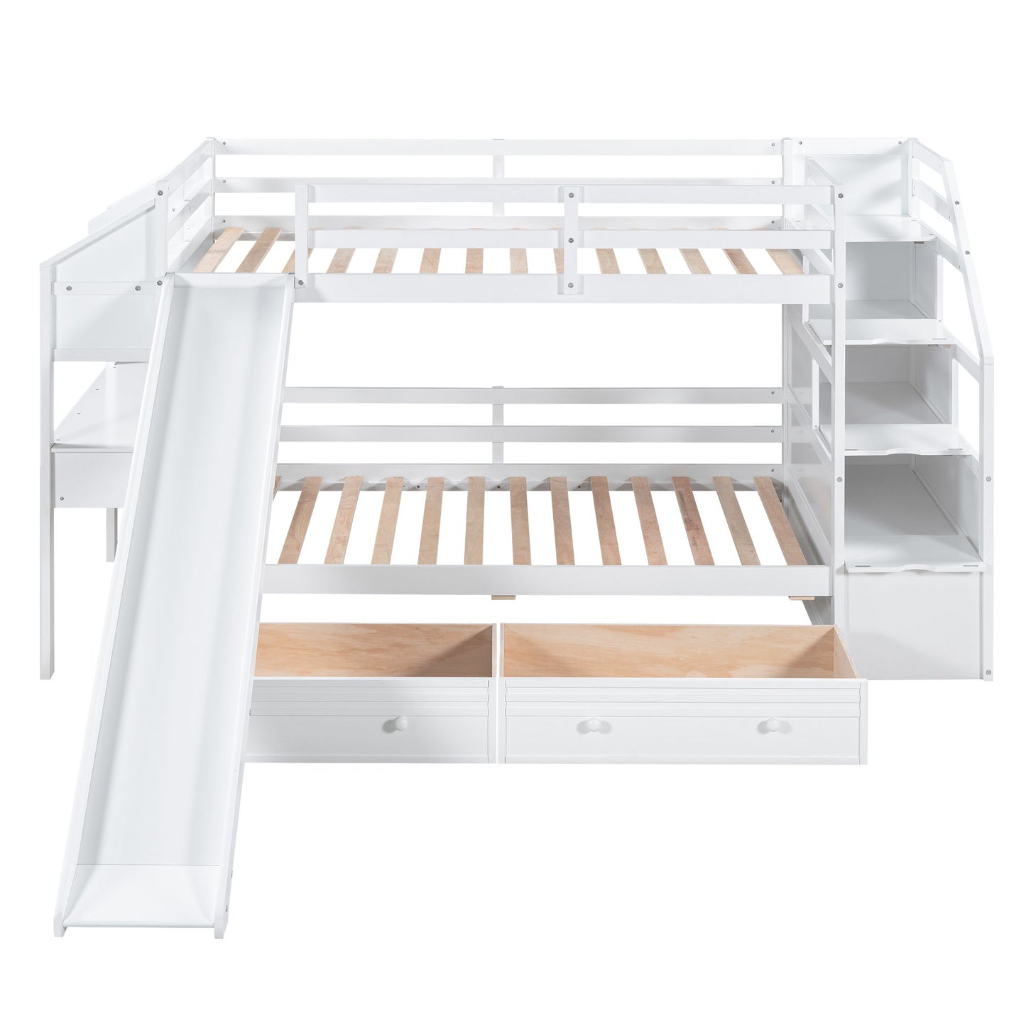 Bunk Bed With Storage Staircase, Slide, Desk, Drawers, And Shelves - The Sleep Loft - Online Mattress Showroom NYC