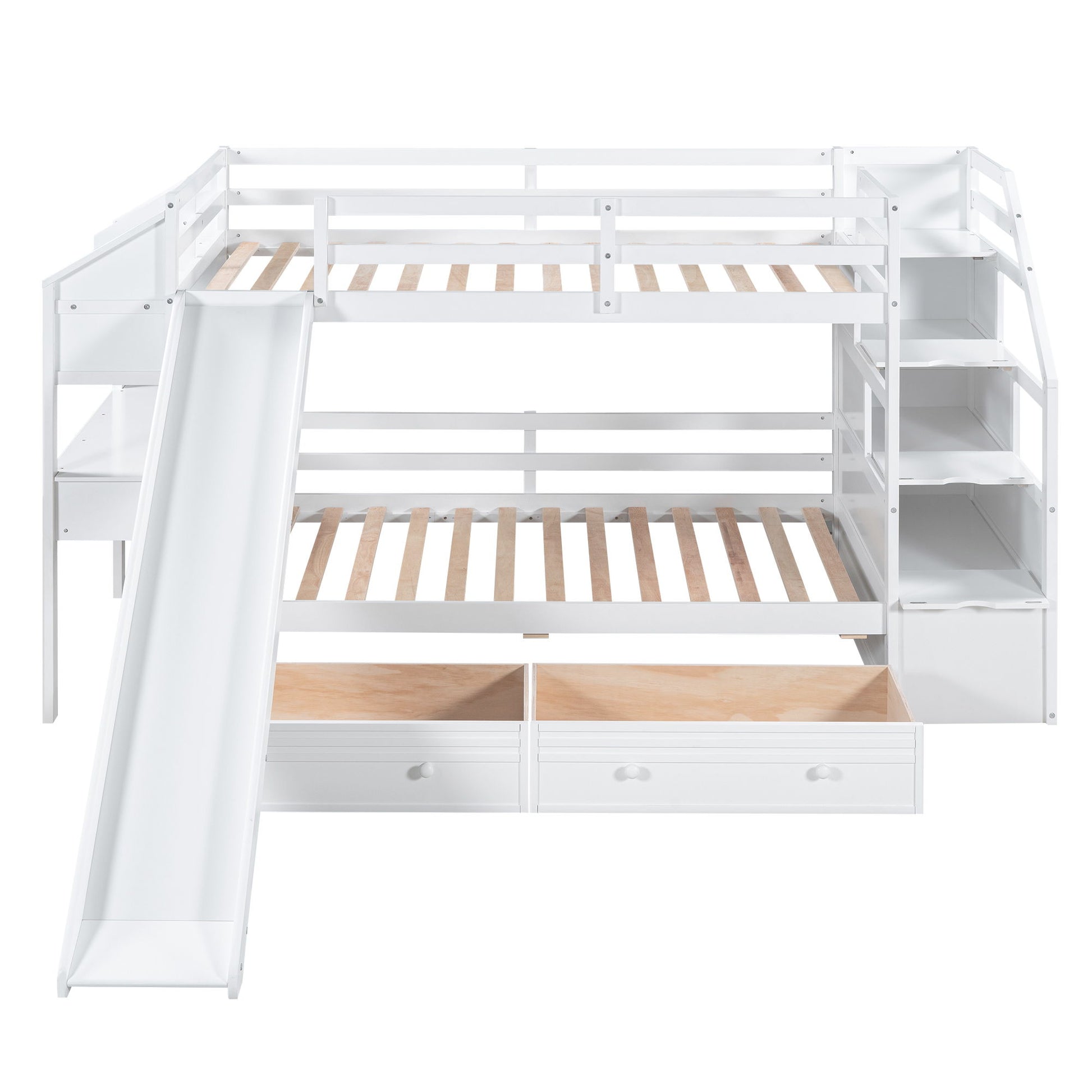Bunk Bed With Storage Staircase, Slide, Desk, Drawers, And Shelves - The Sleep Loft - Online Mattress Showroom NYC