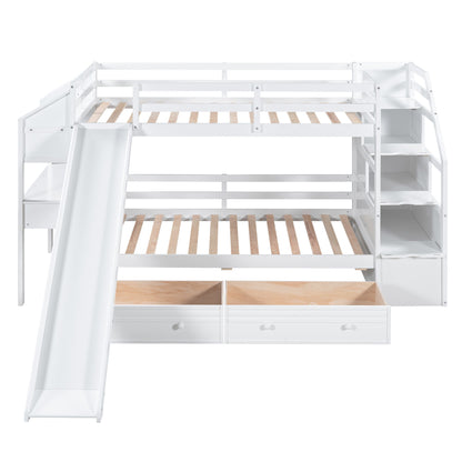 Bunk Bed With Storage Staircase, Slide, Desk, Drawers, And Shelves - The Sleep Loft - Online Mattress Showroom NYC