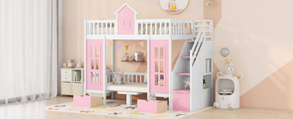 Twin Over Twin Bunk Bed With Changeable Table, Bunk Bed Turn Into Upper Bed And Down Desk - The Sleep Loft - Online Mattress Showroom NYC
