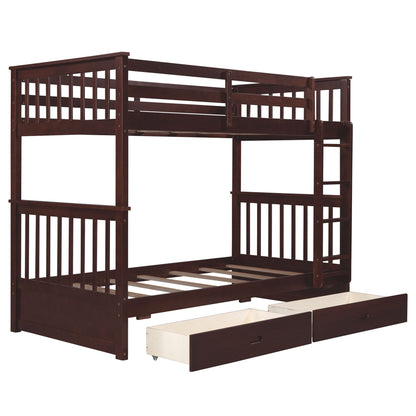Bunk Bed With Ladders And 2 Storage Drawers - The Sleep Loft - Online Mattress Showroom NYC