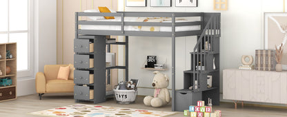 Loft Bed With Storage Drawers And Stairs With Shelves - The Sleep Loft - Online Mattress Showroom NYC