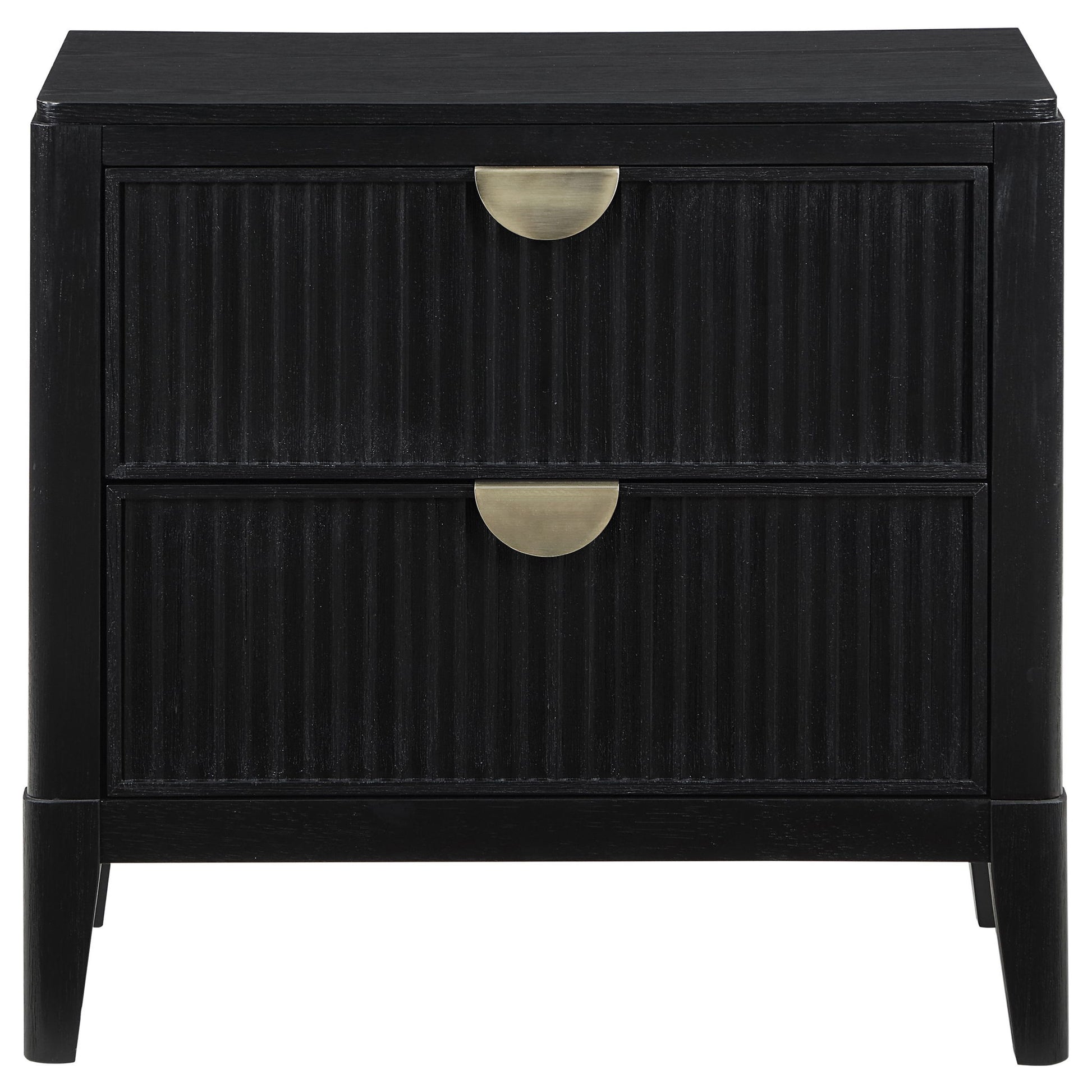 Mason - 2 Drawer Nightstand With Fluted Design - Black - The Sleep Loft - Online Mattress Showroom NYC