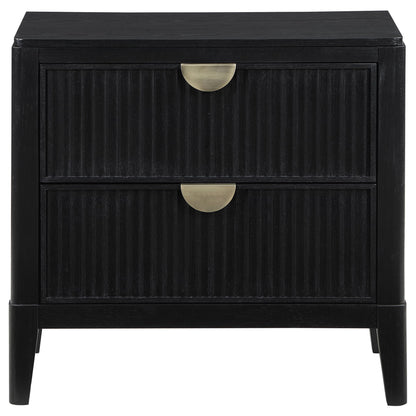 Mason - 2 Drawer Nightstand With Fluted Design - Black - The Sleep Loft - Online Mattress Showroom NYC