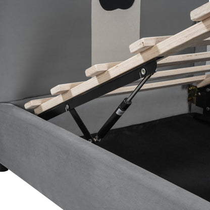 Upholstered Daybed With Bear Shaped Headboard, Hydraulic System And Breathable Fence - The Sleep Loft - Online Mattress Showroom NYC