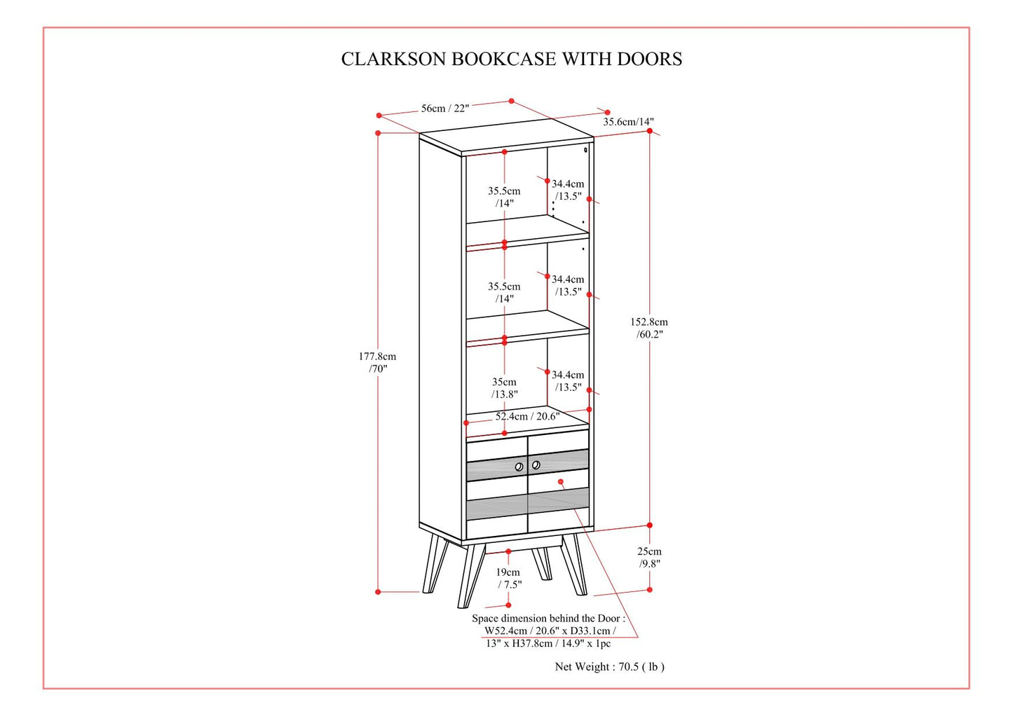 Clarkson - Bookcase With Storage - Rustic Natural Aged Brown - The Sleep Loft - Online Mattress Showroom NYC