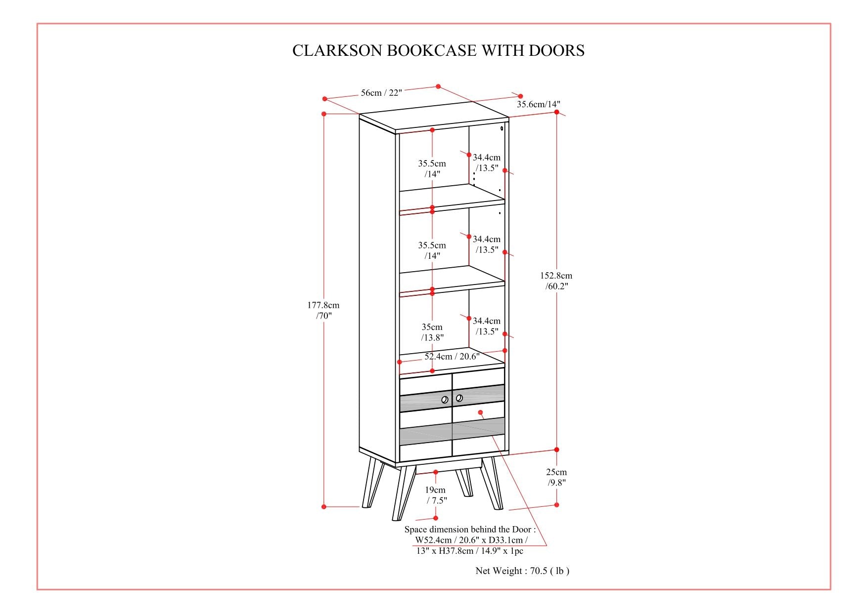 Clarkson - Bookcase With Storage - Rustic Natural Aged Brown - The Sleep Loft - Online Mattress Showroom NYC