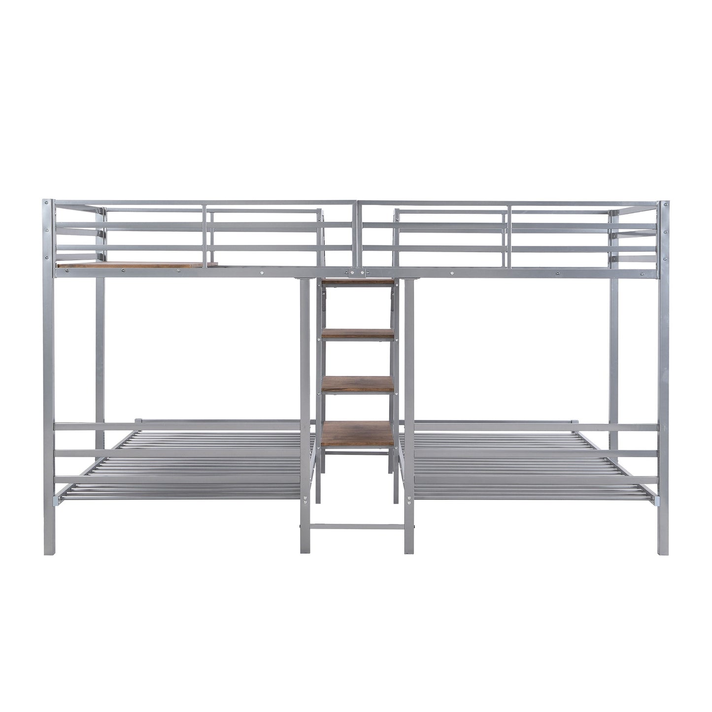 Metal Bunk Bed With Storage Shelves Staircase - The Sleep Loft - Online Mattress Showroom NYC