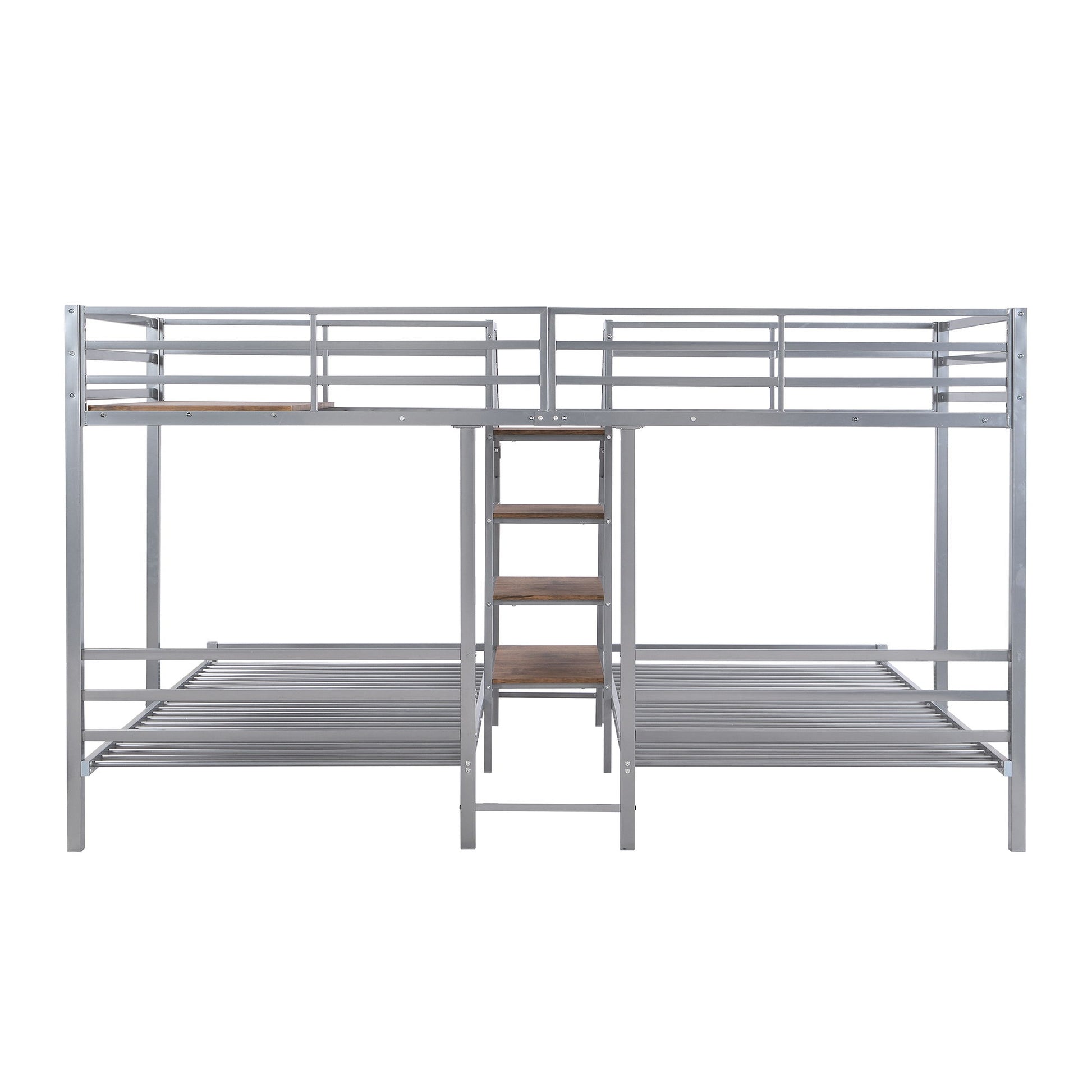Metal Bunk Bed With Storage Shelves Staircase - The Sleep Loft - Online Mattress Showroom NYC