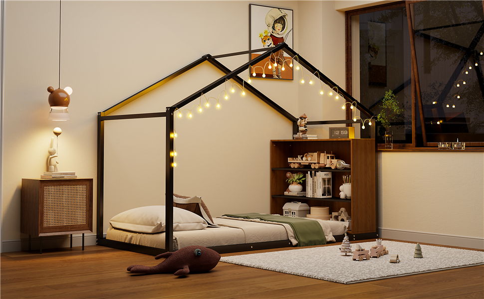 Bed House Frame With Shelves And Lights - The Sleep Loft - Online Mattress Showroom NYC