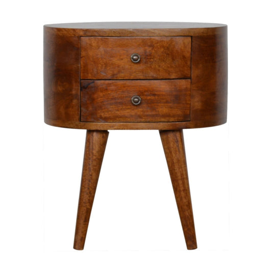 Rounded Bedside Table - Chestnut - The Sleep Loft - Online Mattress Showroom NYC