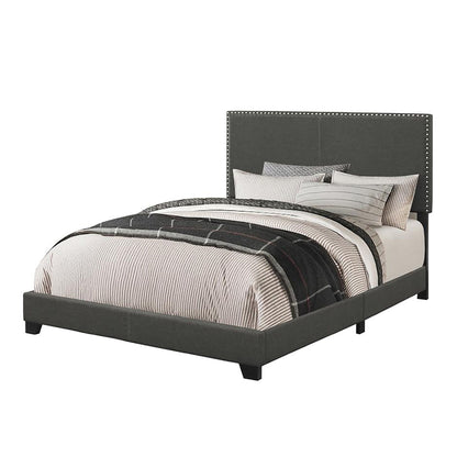 Upholstered Full Bed With Nailhead Trim - Charcoal - The Sleep Loft - Online Mattress Showroom NYC