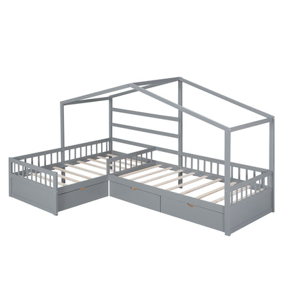L Shape Platform Bed With 3 Storage Drawers - The Sleep Loft - Online Mattress Showroom NYC