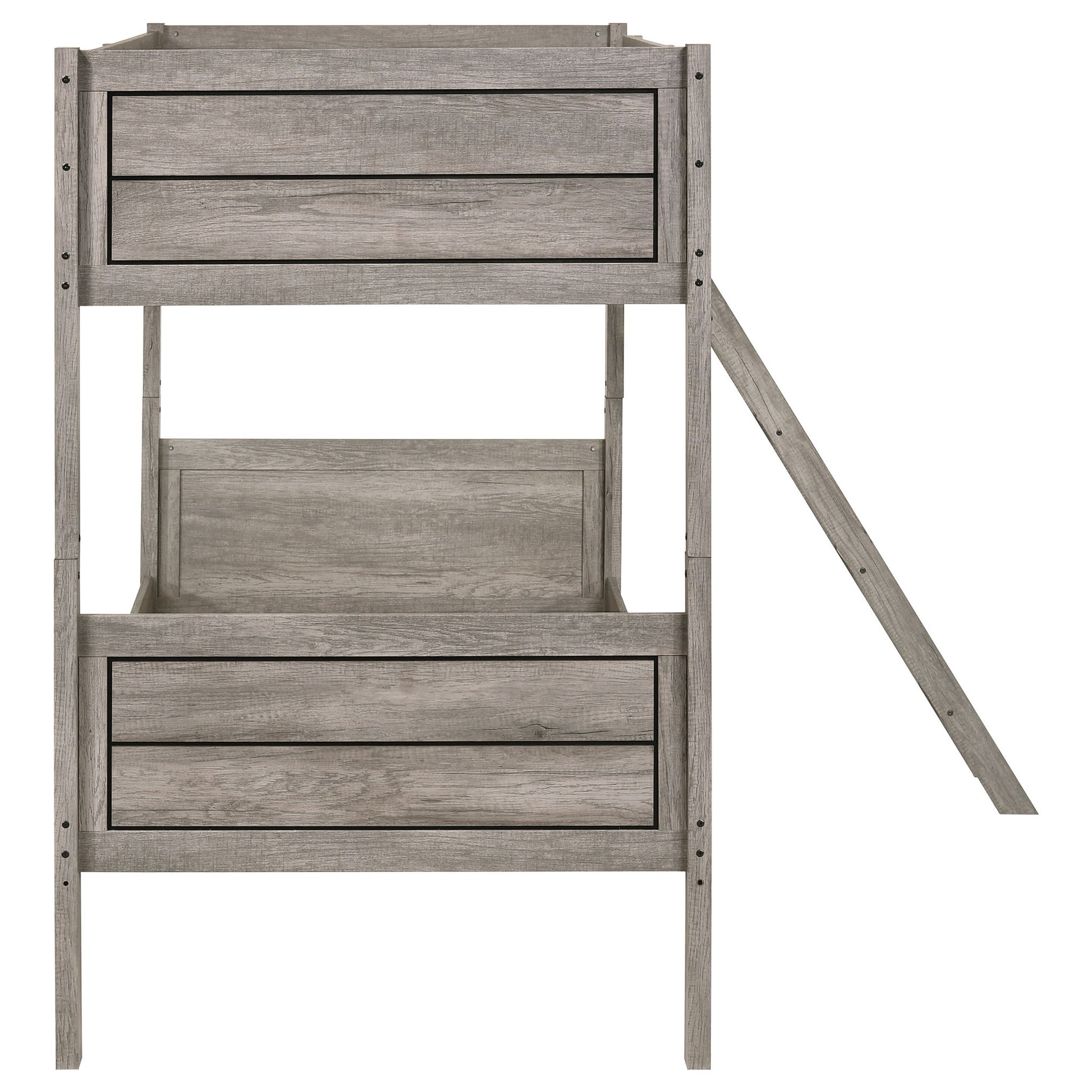 Brenton - Twin Over Twin Bunk Bed With Ladder - Taupe - The Sleep Loft - Online Mattress Showroom NYC