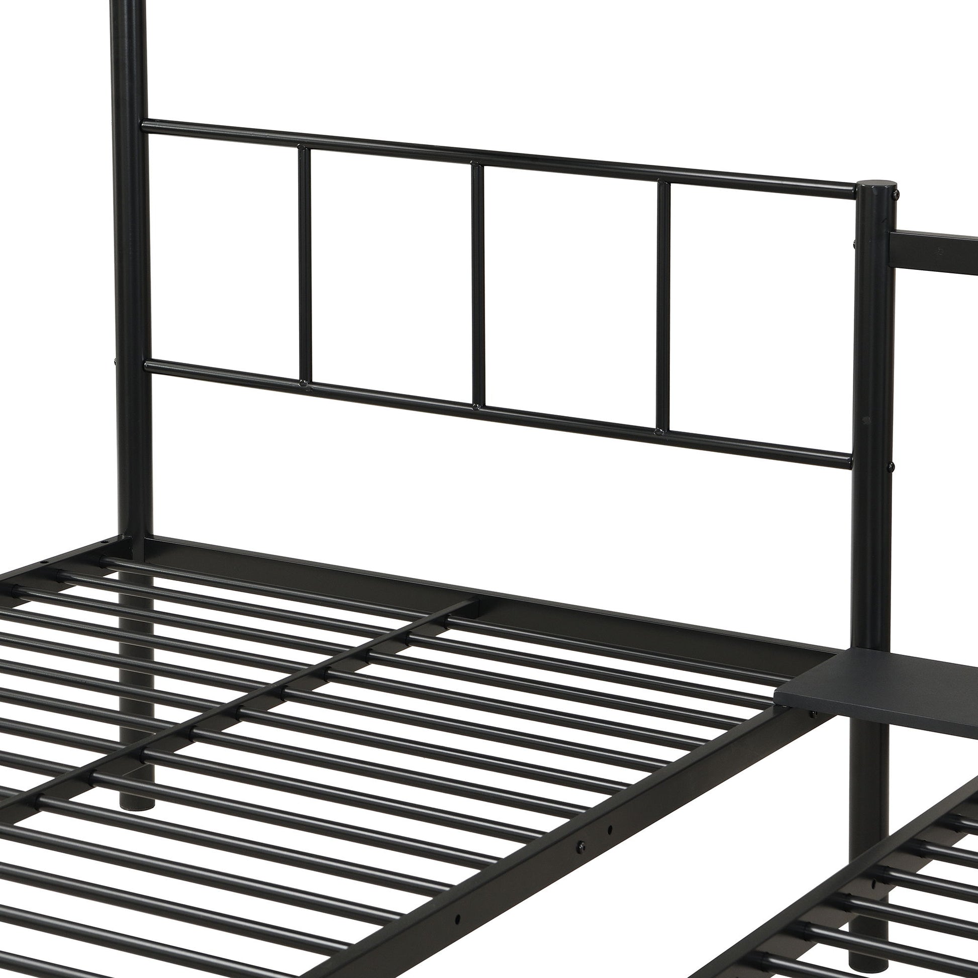 Twin Over Twin Over Twin Triple Bunk Bed With Safety Rails And Storage Shelf - Black - The Sleep Loft - Online Mattress Showroom NYC