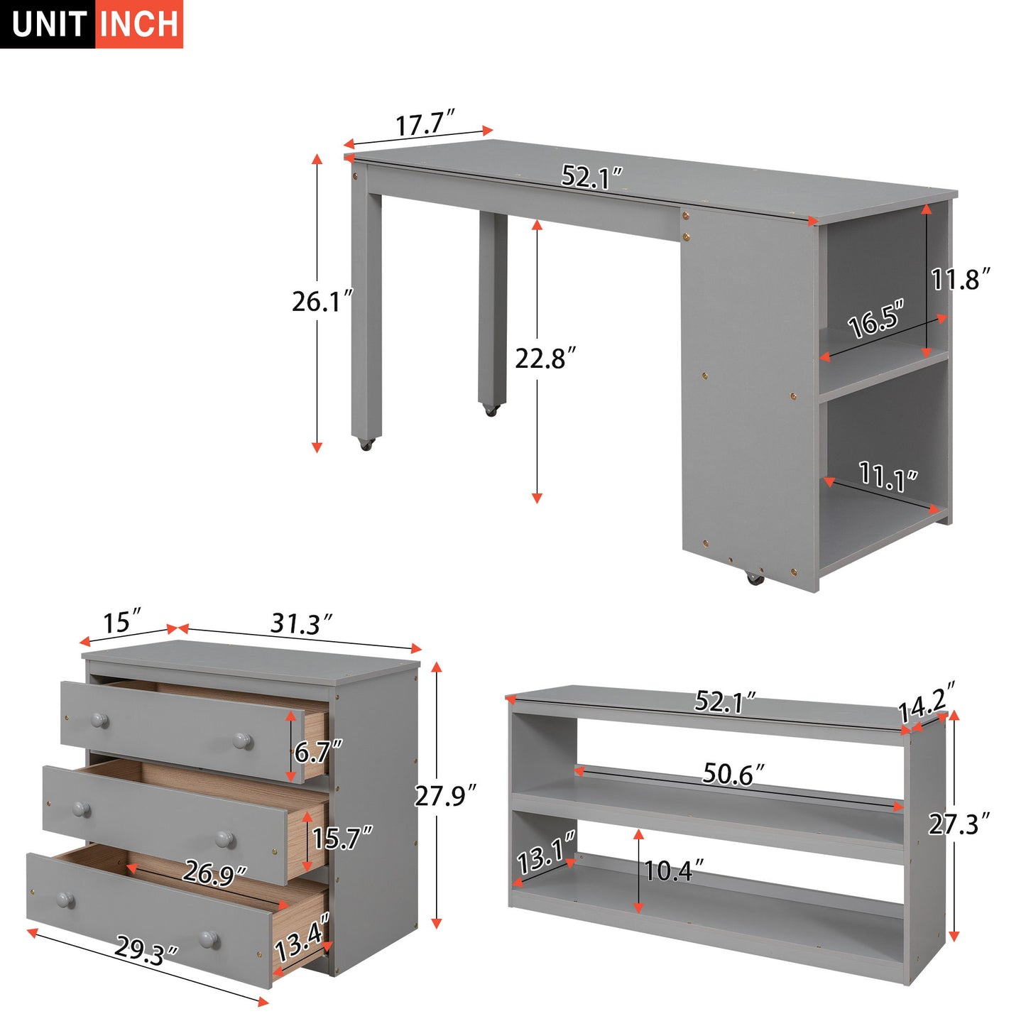 Loft Low Study Bed With Cabinet, Shelves And Rolling Portable Desk, Multiple Functions - The Sleep Loft - Online Mattress Showroom NYC