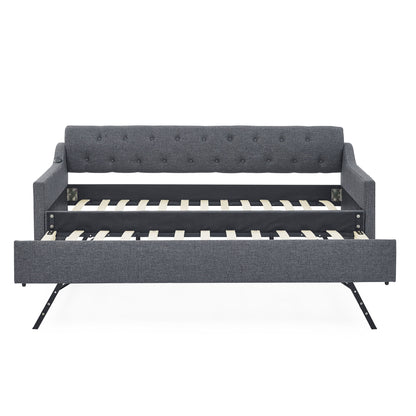 Size Upholstered Daybed With Trundle And USB Charging Armrest - The Sleep Loft - Online Mattress Showroom NYC