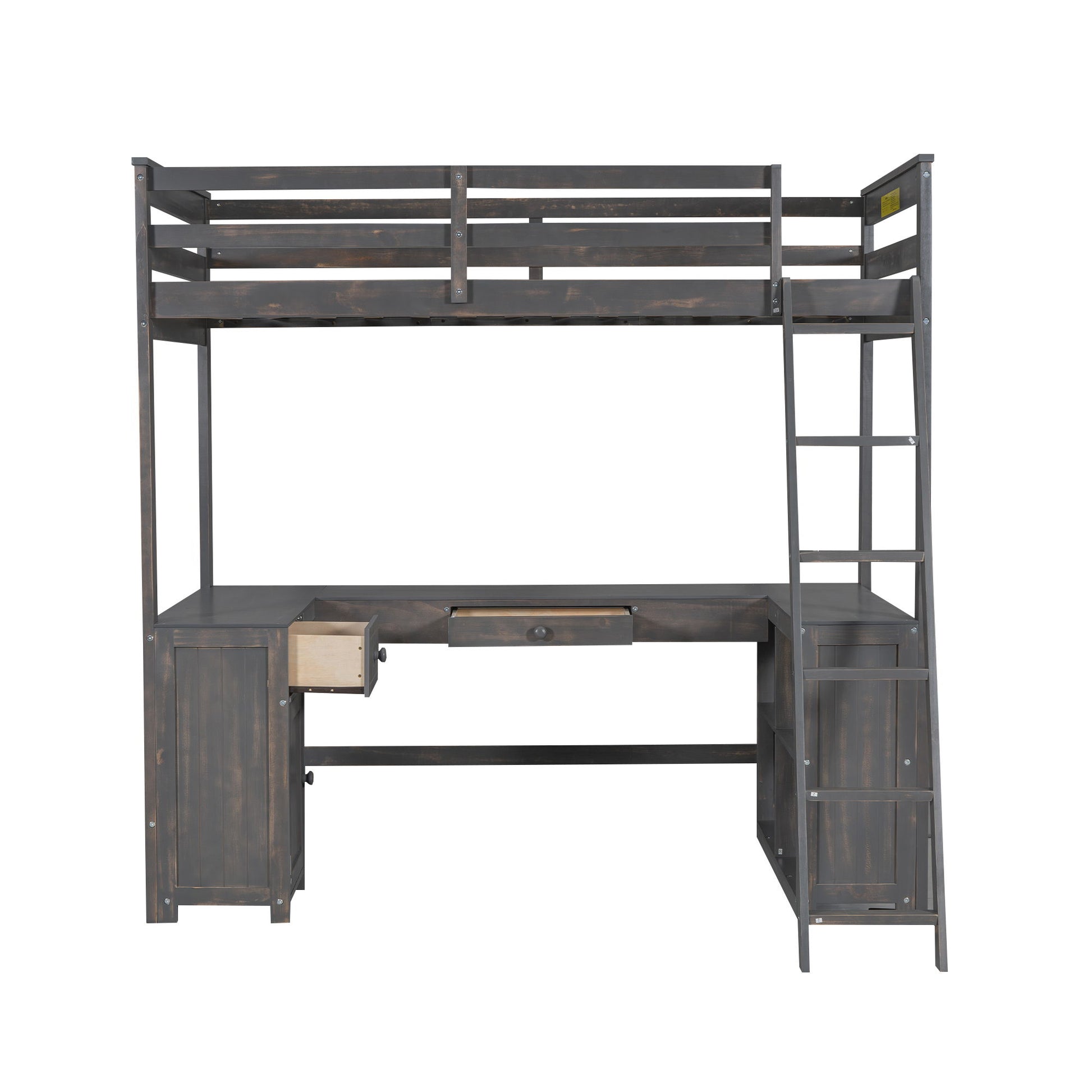 Loft Bed With U-Shaped Desk, Drawers, And Storage Shelves - The Sleep Loft - Online Mattress Showroom NYC