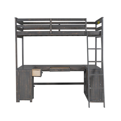 Loft Bed With U-Shaped Desk, Drawers, And Storage Shelves - The Sleep Loft - Online Mattress Showroom NYC