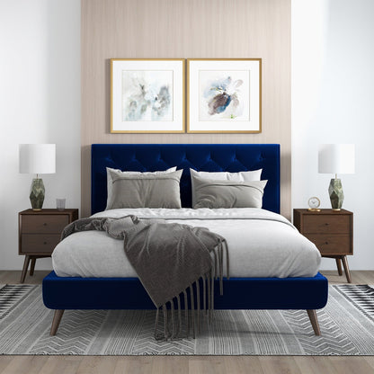 Dillon - Mid-Century Velvet Platform Bed - The Sleep Loft - Online Mattress Showroom NYC