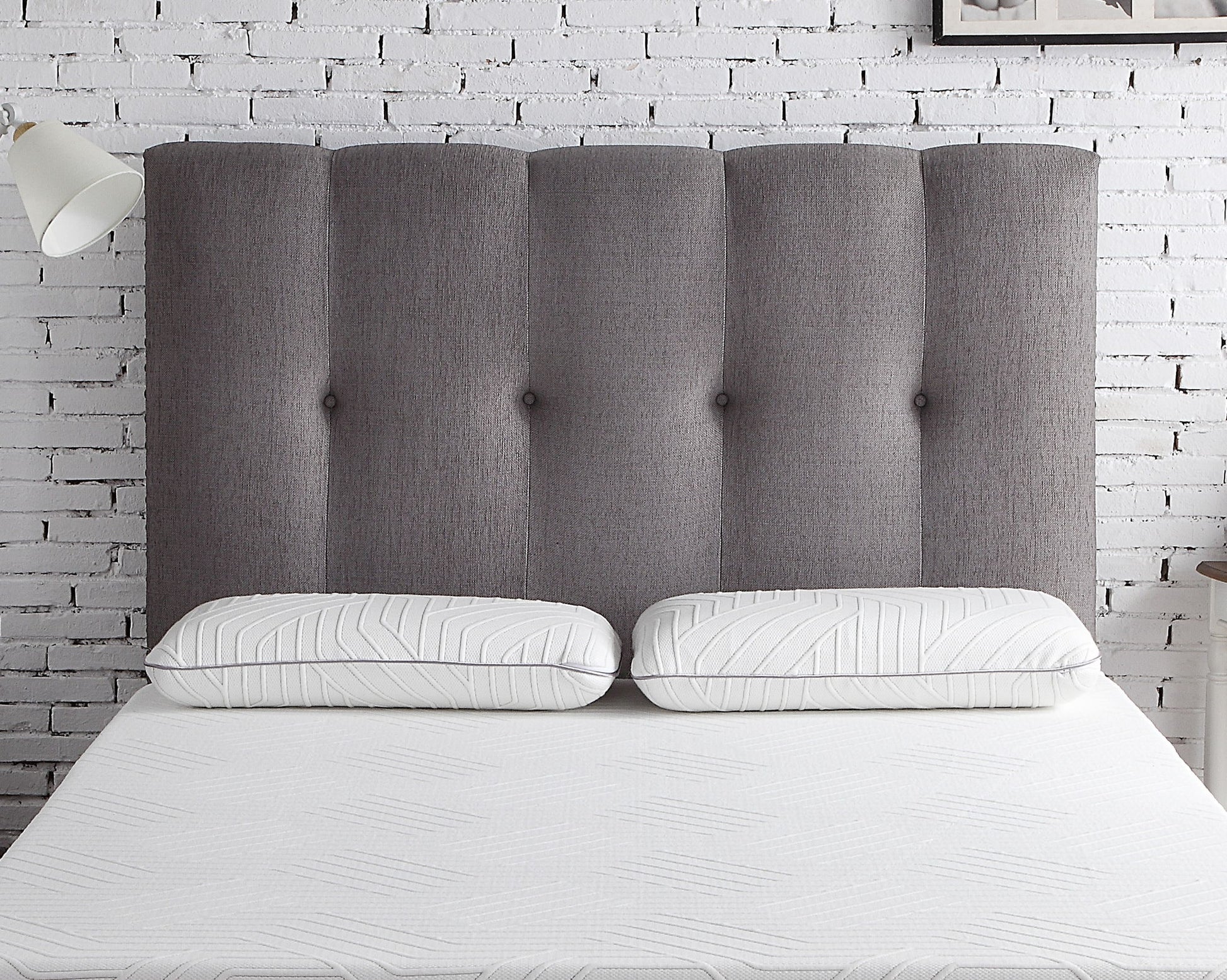 Bridgevine Home - Queen Size Tufted Upholstered Headboard With Nailhead Trim - Gray - The Sleep Loft - Online Mattress Showroom NYC