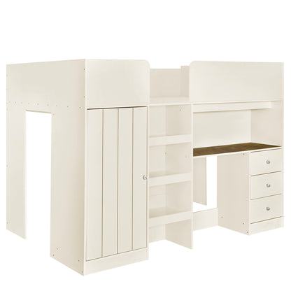 Loft Bed With Built In Wardrobe, Desk, Shelves, And Drawers - The Sleep Loft - Online Mattress Showroom NYC