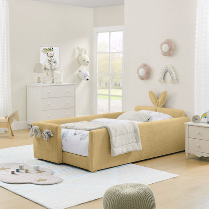 Cute Rabbit Ear Upholstered Platform Bed Frame With Safety Rail - The Sleep Loft - Online Mattress Showroom NYC