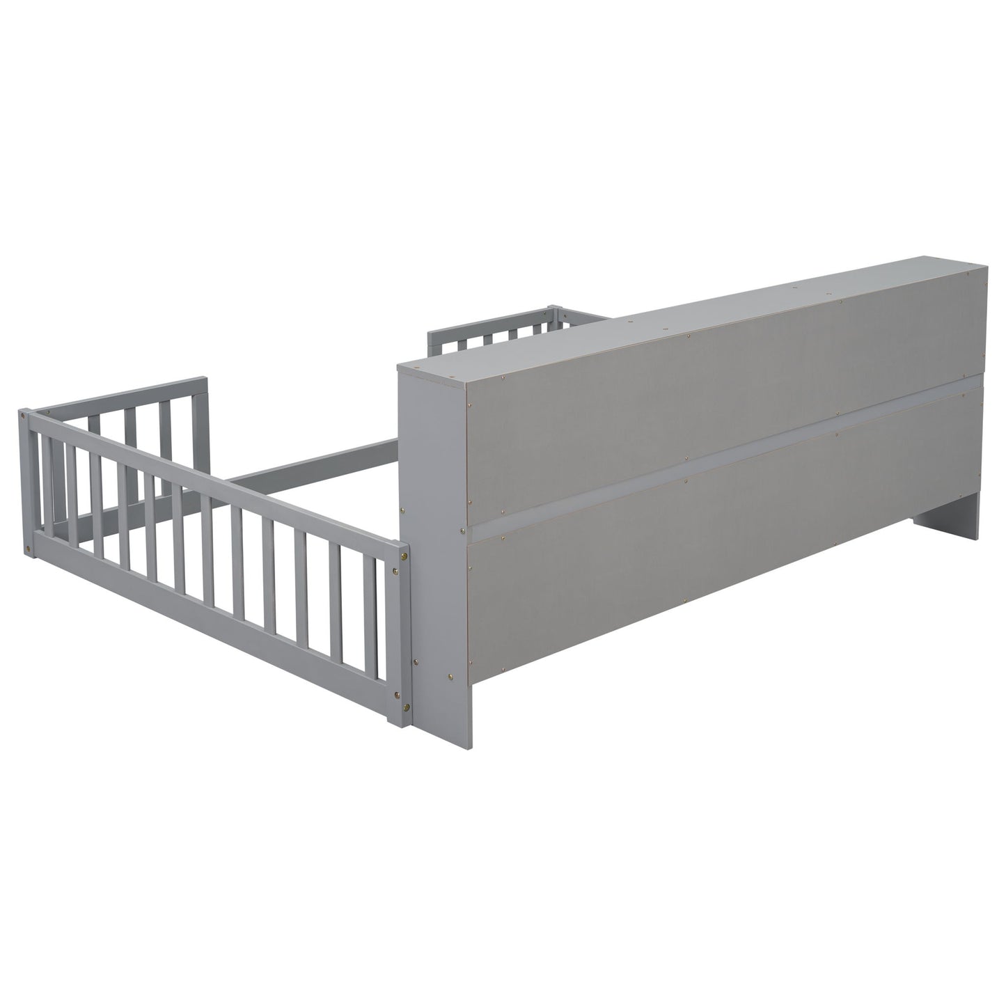 Floor Bed With Side Bookcase, Shelves, Guardrails - The Sleep Loft - Online Mattress Showroom NYC
