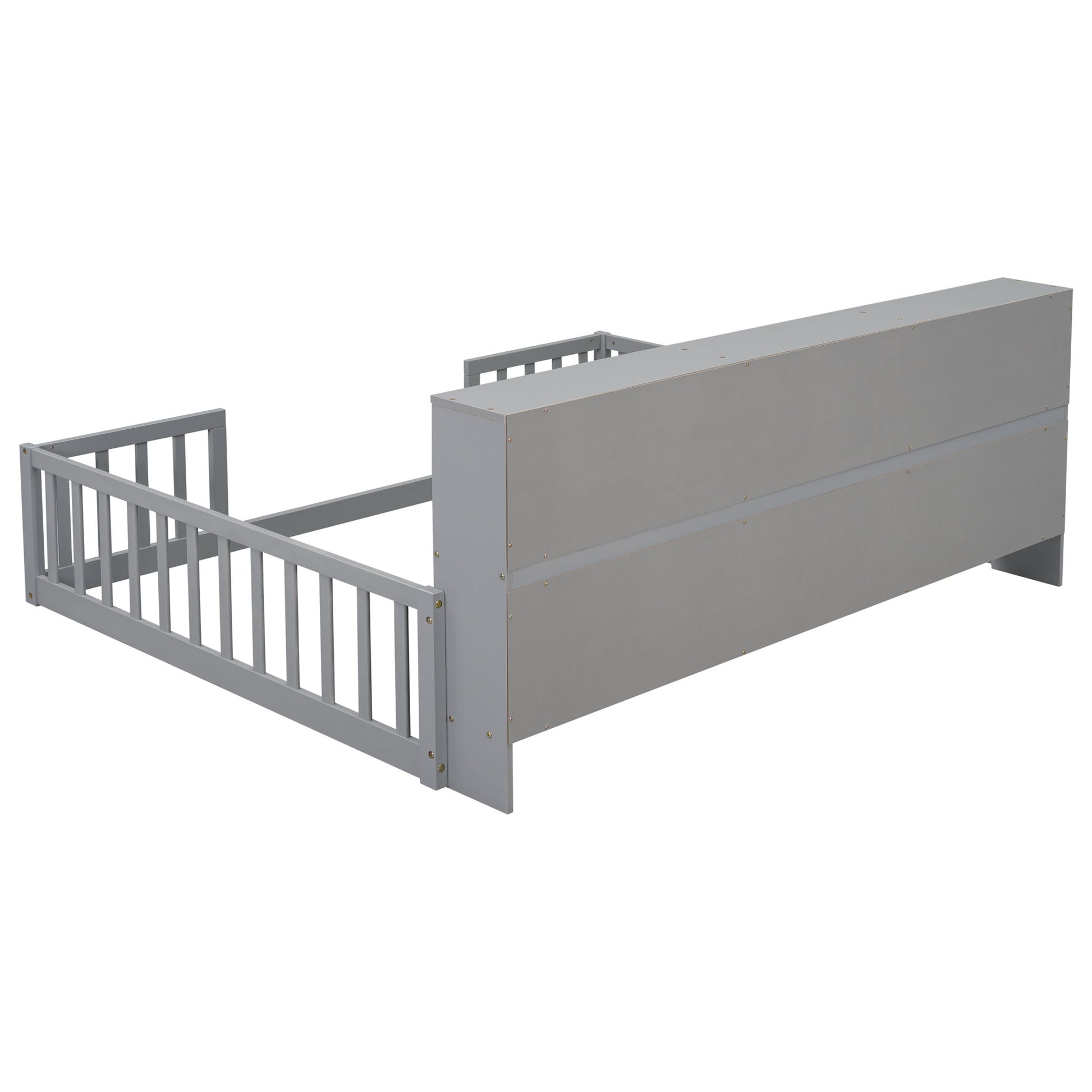 Floor Bed With Side Bookcase, Shelves, Guardrails - The Sleep Loft - Online Mattress Showroom NYC