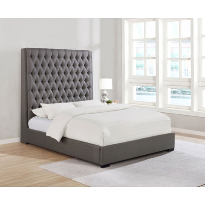 California King Upholstered Panel Bed With Tufted Headboard - Gray - The Sleep Loft - Online Mattress Showroom NYC