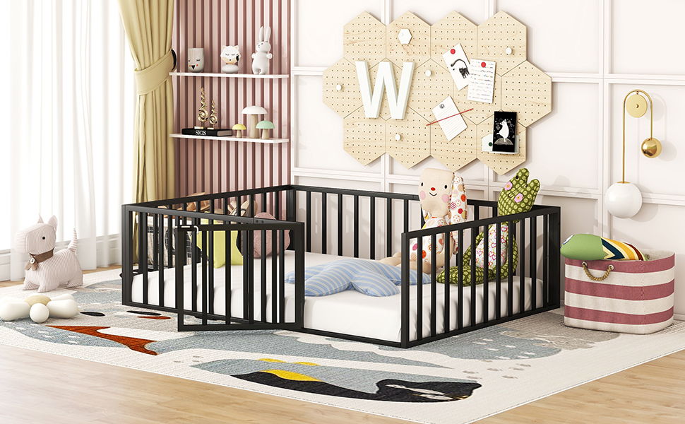 Metal Floor Bed Frame With Fence And Door - The Sleep Loft - Online Mattress Showroom NYC