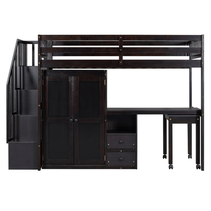 Loft Bed With Stairs, Bookshelf, Drawers, Desk & Wardrobe, Space Saving Multifunctional Furniture - The Sleep Loft - Online Mattress Showroom NYC