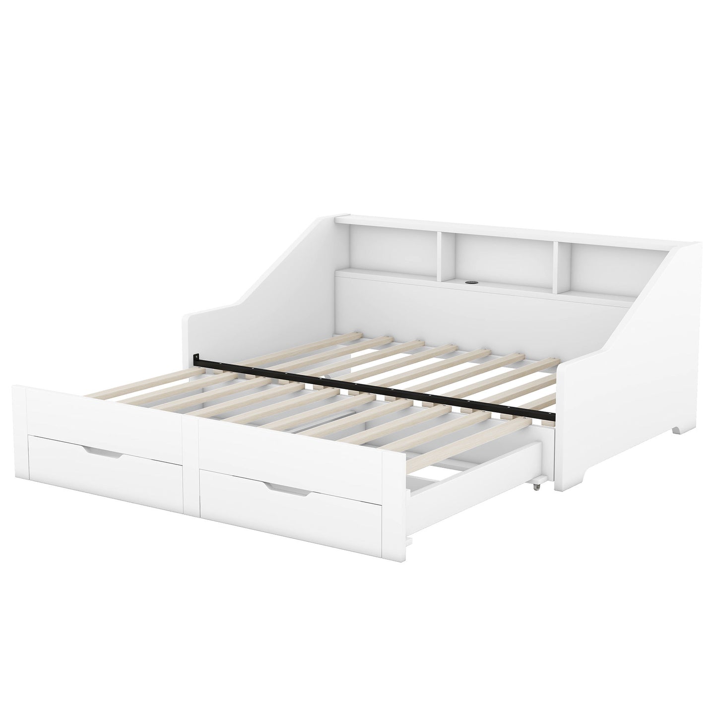 Daybed Frame With Storage Bookcases, 2 Drawers, Charging Station - The Sleep Loft - Online Mattress Showroom NYC