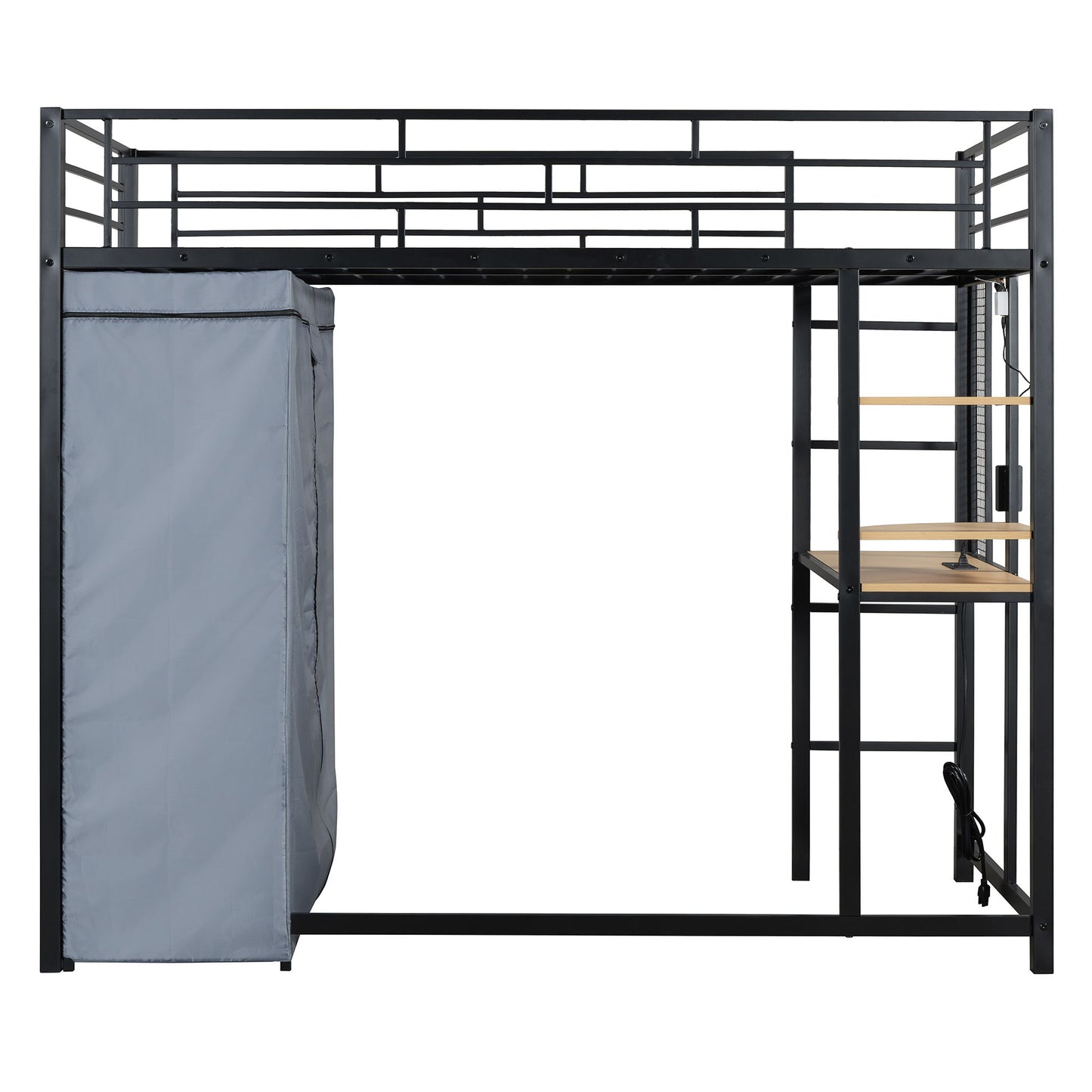 Loft Bed With Desk, Shelves, Power Outlet, LED Light And Wardrobe - The Sleep Loft - Online Mattress Showroom NYC
