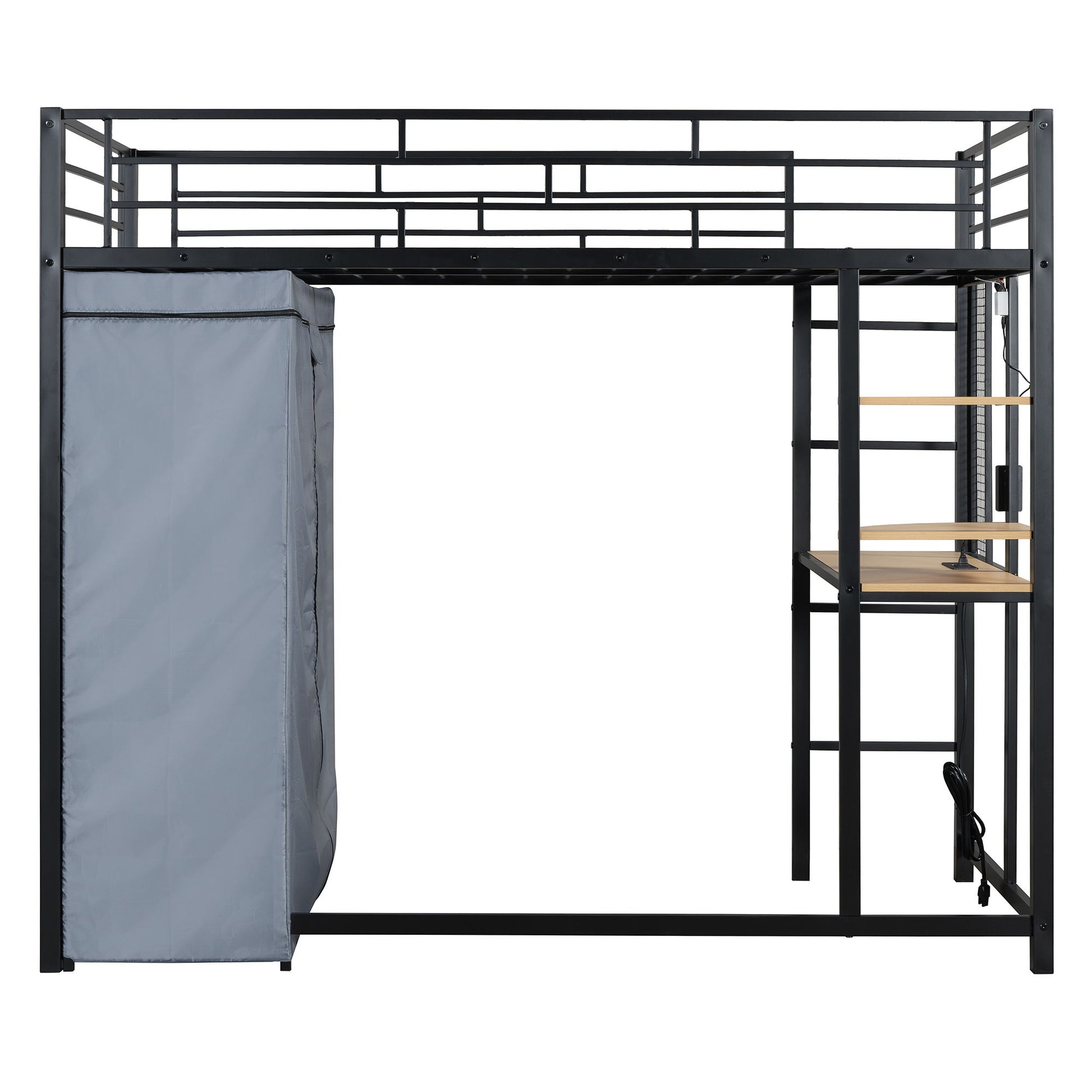 Loft Bed With Desk, Shelves, Power Outlet, LED Light And Wardrobe - The Sleep Loft - Online Mattress Showroom NYC