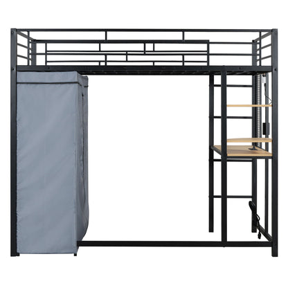 Loft Bed With Desk, Shelves, Power Outlet, LED Light And Wardrobe - The Sleep Loft - Online Mattress Showroom NYC
