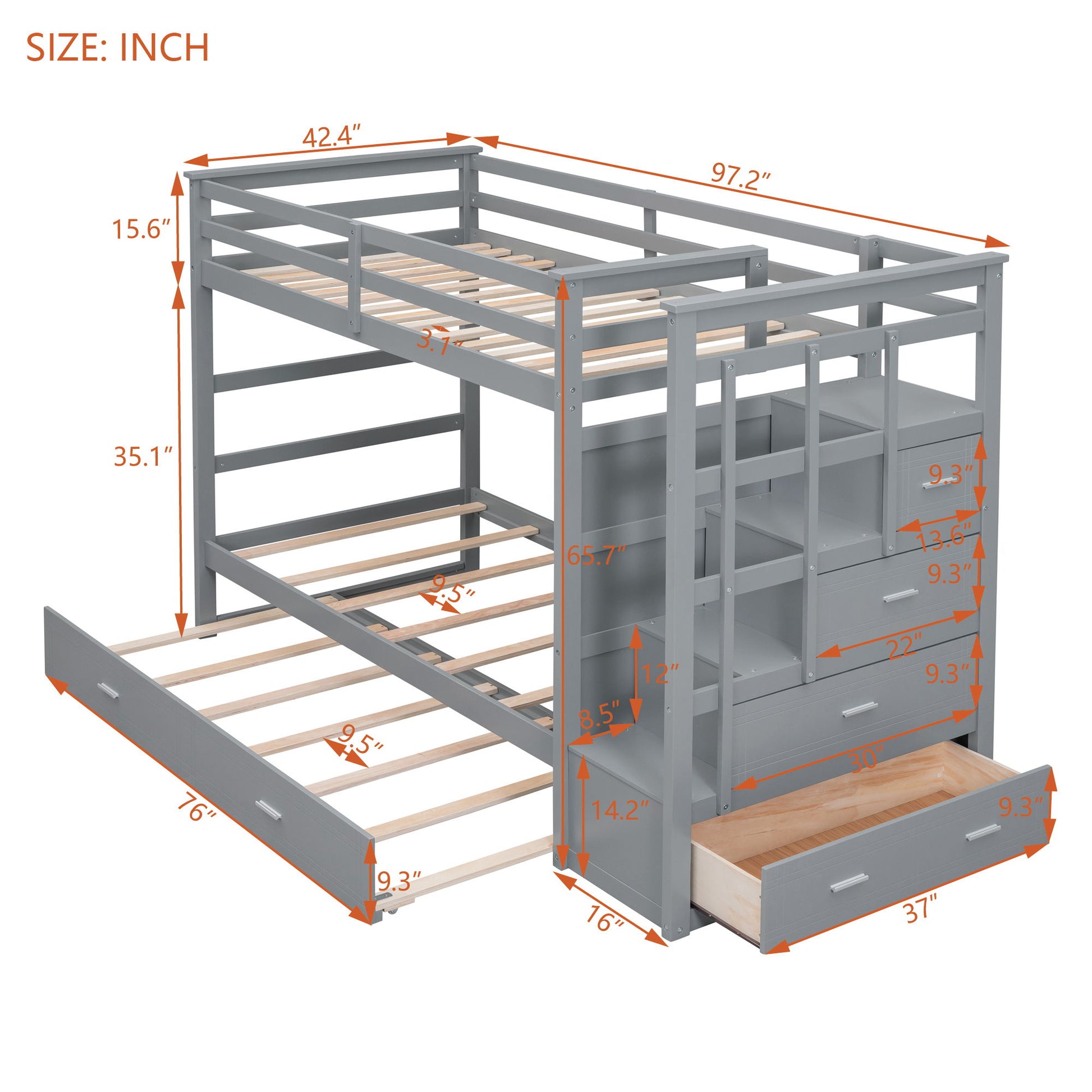 Bunk Bed With Trundle And Staircase - The Sleep Loft - Online Mattress Showroom NYC