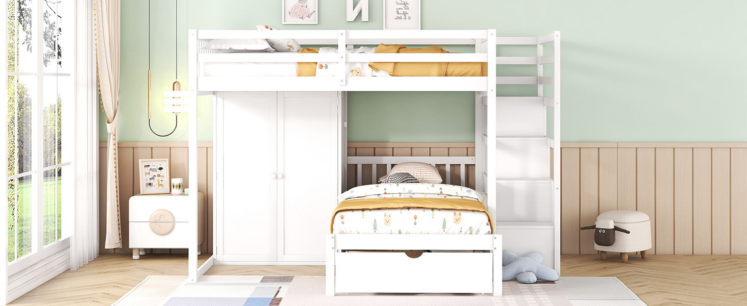 Bunk Bed With Wardrobe, Drawers - The Sleep Loft - Online Mattress Showroom NYC
