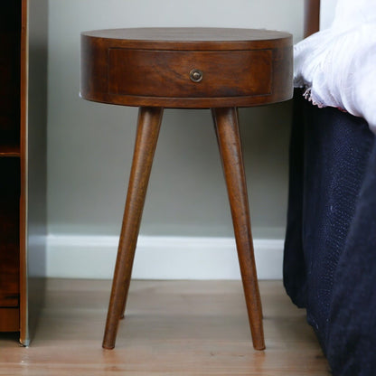 Nordic Chestnut Circular Nightstand - The Sleep Loft - Online Mattress Showroom NYC