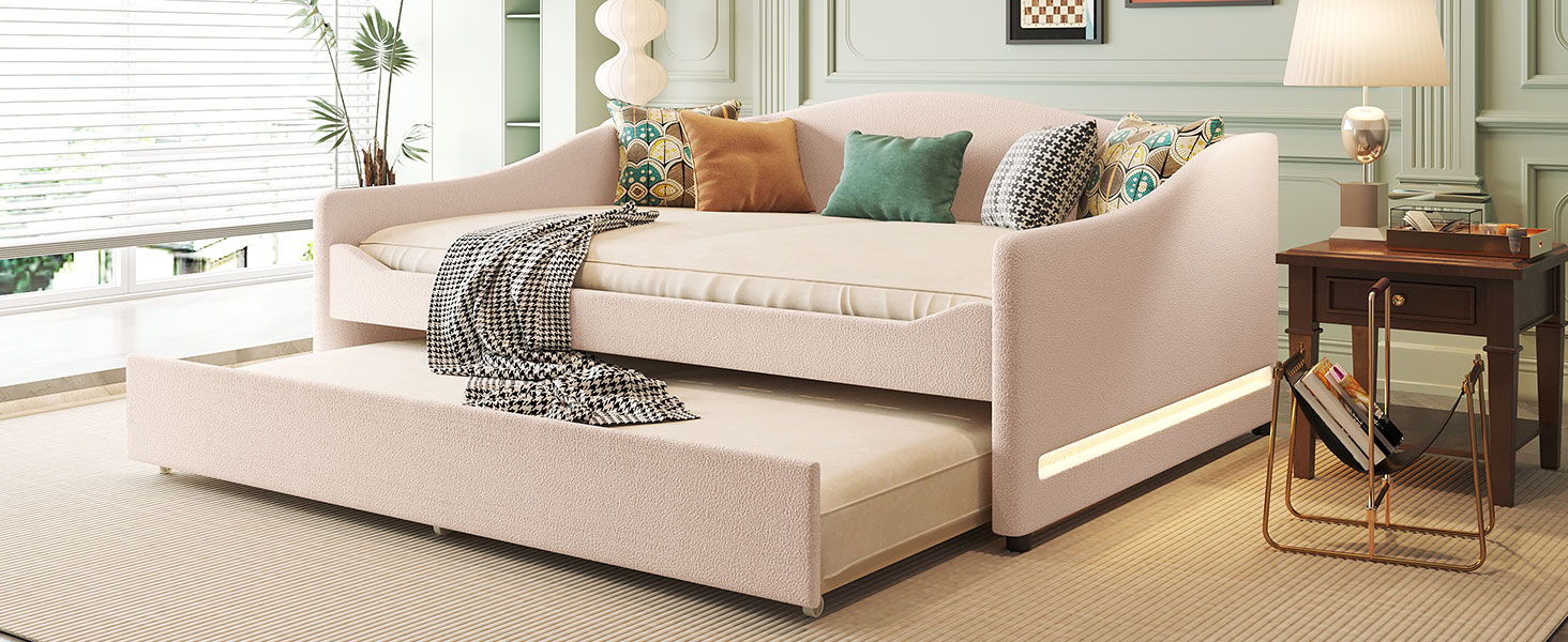 Upholstered Daybed With Light And Trundle - The Sleep Loft - Online Mattress Showroom NYC