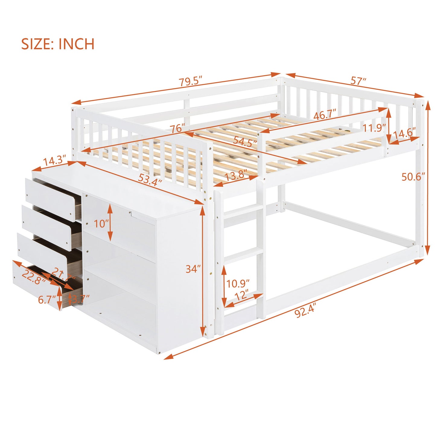 Bunk Bed With 4 Drawers And 3 Shelves - The Sleep Loft - Online Mattress Showroom NYC