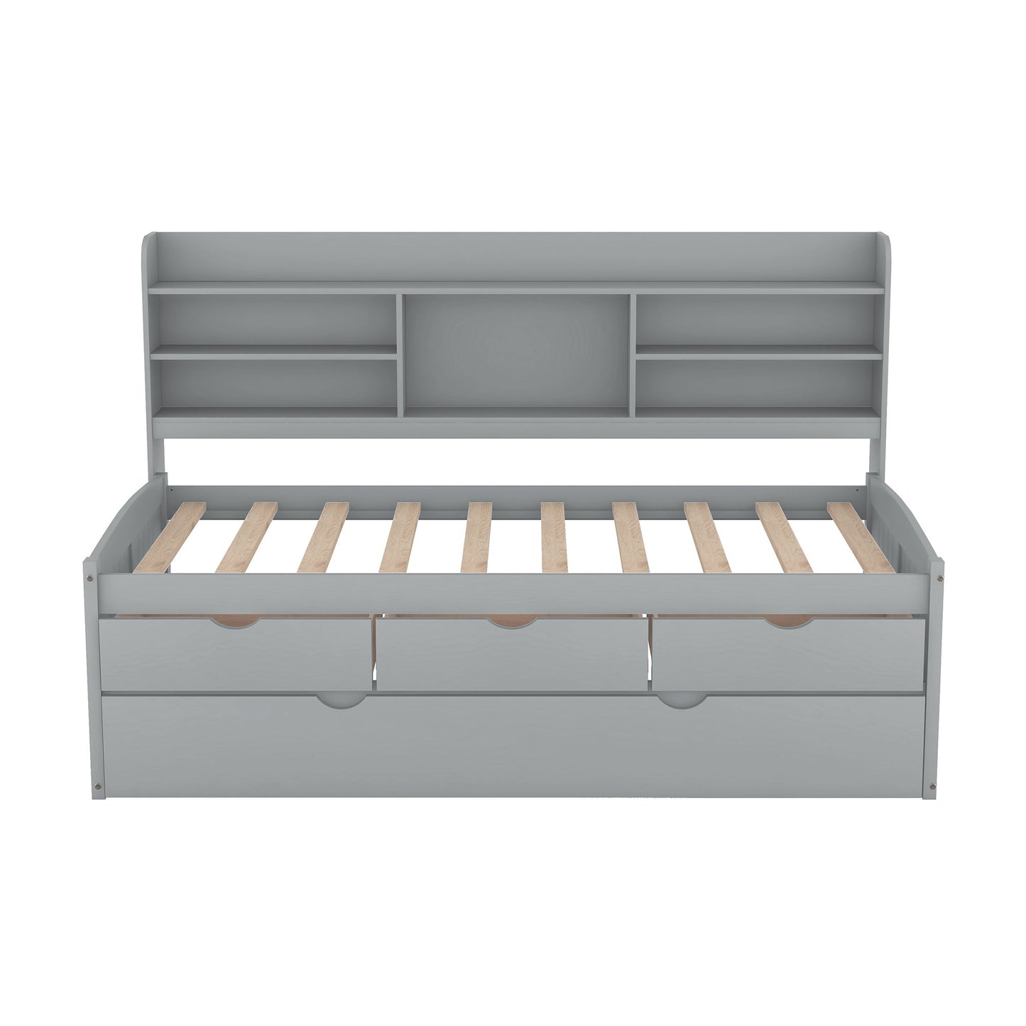 Captain Bed With Built In Bookshelves, 3 Storage Drawers, And Trundle - The Sleep Loft - Online Mattress Showroom NYC