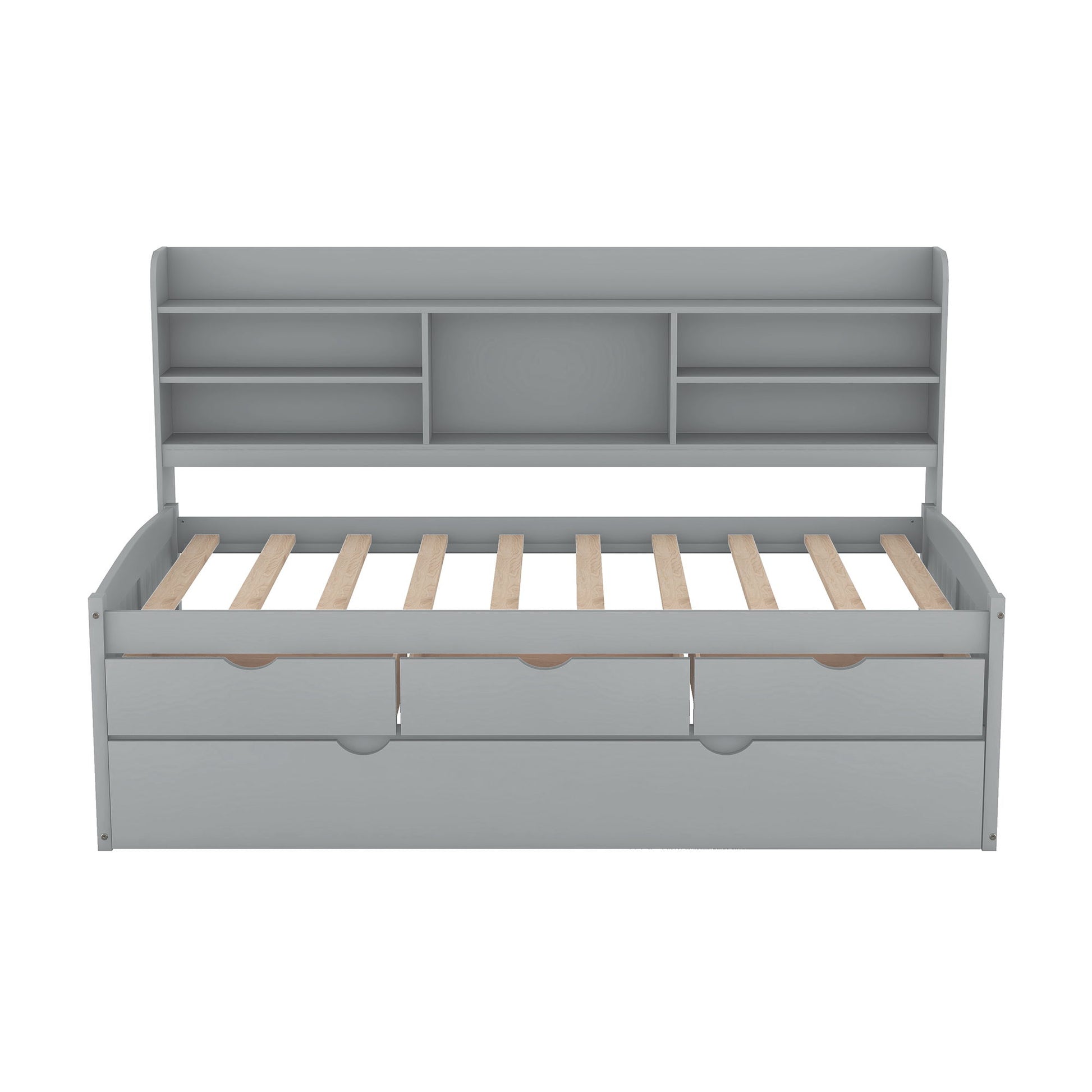 Captain Bed With Built In Bookshelves, 3 Storage Drawers, And Trundle - The Sleep Loft - Online Mattress Showroom NYC