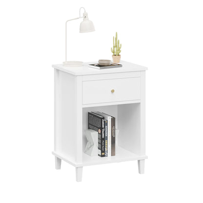 Nightstand & 1 Drawer And 1 Shelf - White - The Sleep Loft - Online Mattress Showroom NYC
