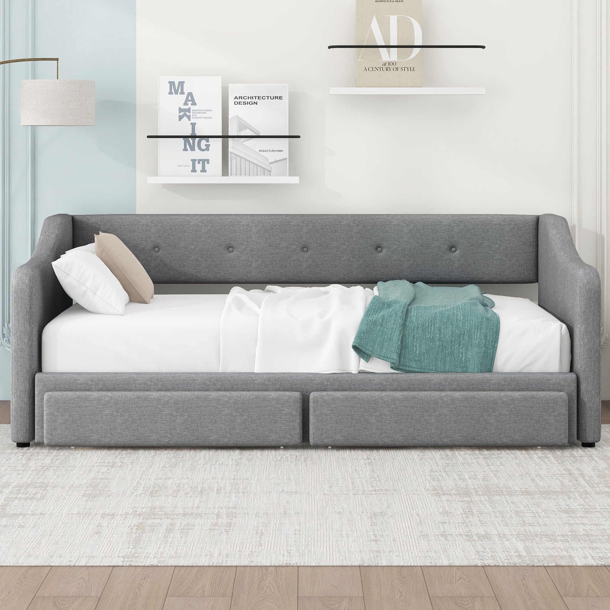 Upholstered Daybed With 2 Drawers - The Sleep Loft - Online Mattress Showroom NYC
