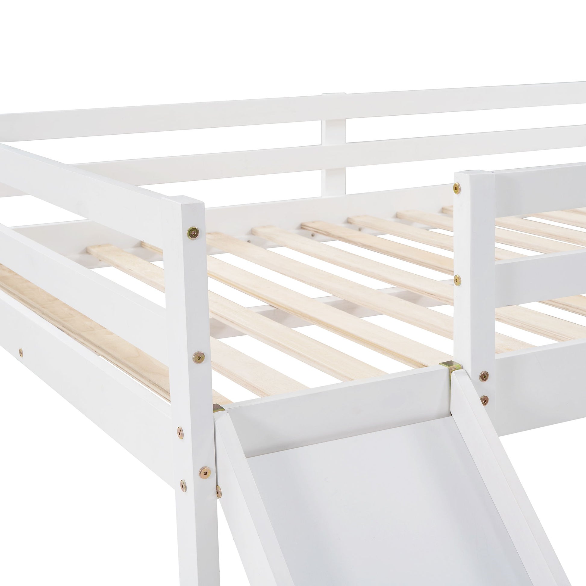 Full Loft Bed With Slide, Multifunctional Design - White - The Sleep Loft - Online Mattress Showroom NYC